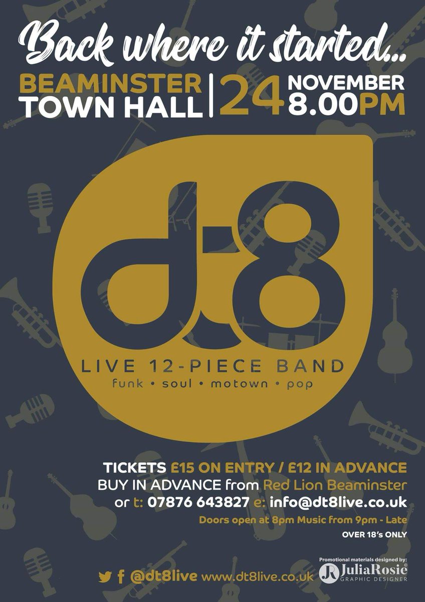Did you know we’re ending autumn in style with another night of great live music right back where it all started, in the heart of Beaminster Town!!            

Get your tickets now....once they're gone, they're gone!!