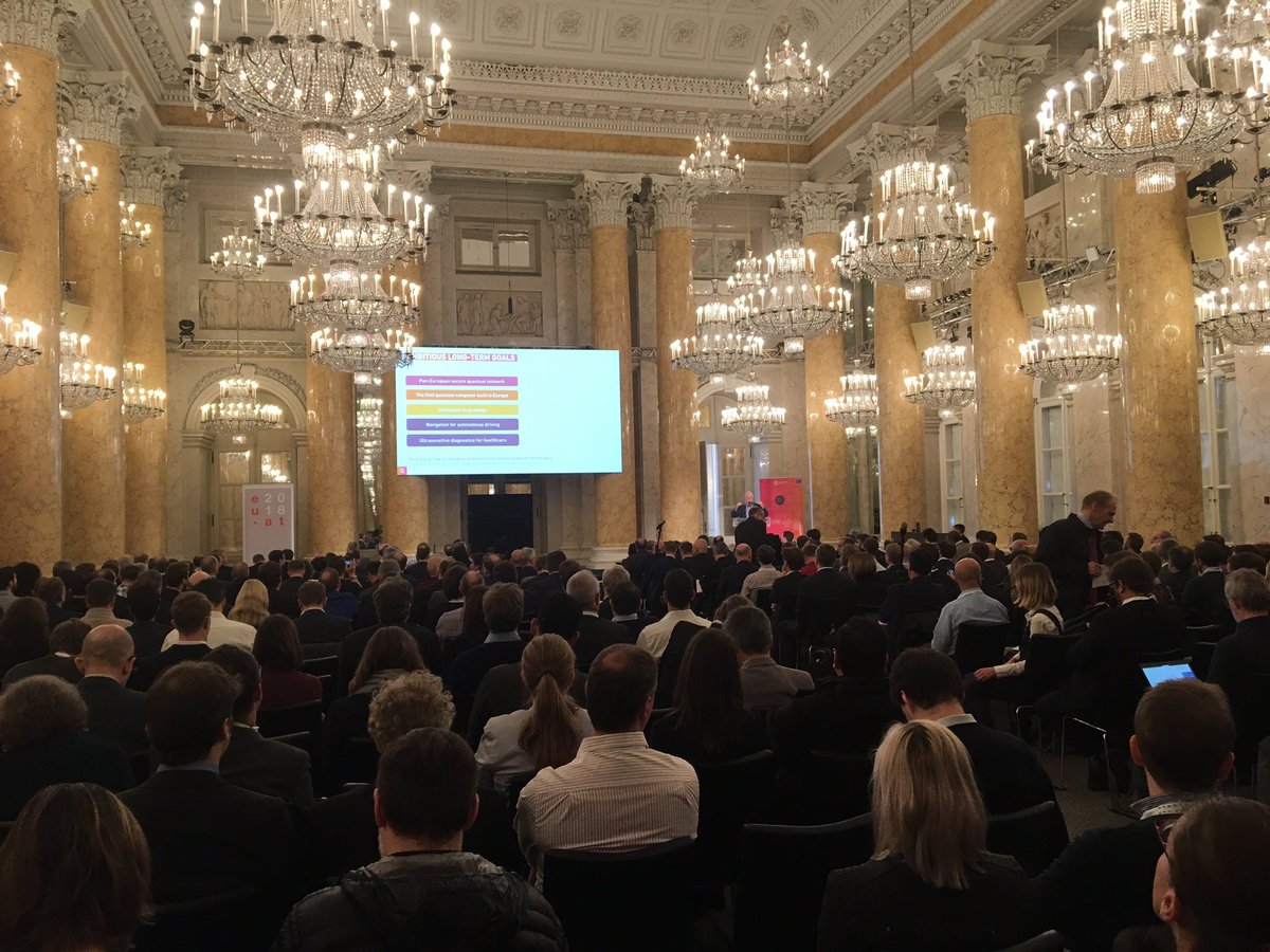 ICFOnians's tweet photo. #ICFOnians present at the Kick-off event of the @QuantumFlagship in Vienna with projects #civiquantum and #2dsipc!! Great event ahead!! https://t.co/Ory5hTUw7W