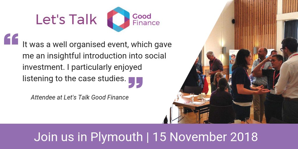 realideasorg's tweet photo. #Plymouth Social Enterprise Festival is here again! Join us for #LetsTalkGoodFinance, the great investment debate for #SocEnt with @BigSocietyCap @devoncf @PlymouthOctopus & @BigIssueInvest. Enterprise Day 15 Nov https://t.co/JGfNqBTcNm #SocEntCity #PEW2018 @PlymUni https://t.co/kzzKezZQr0