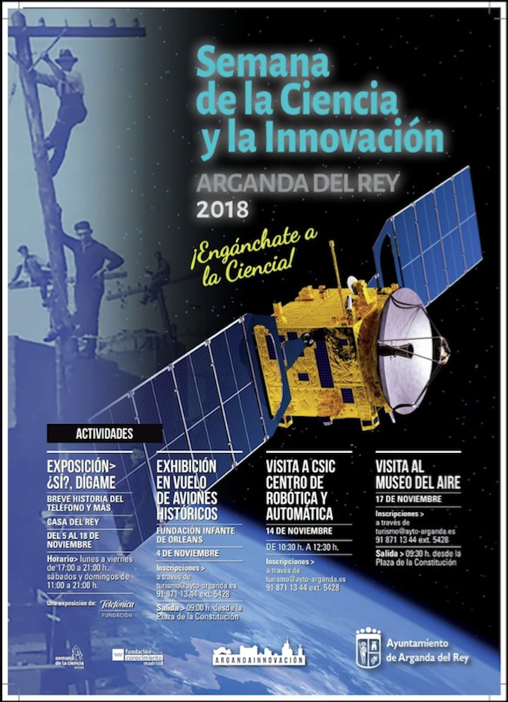 Arganda_Ayto's tweet image. Arganda celebrará la Semana de la Ciencia a partir del 4 de noviembre.
Por tercer año consecutivo el Ayuntamiento de Arganda colabora con la Fundación Conocimiento Madrid en la Semana de la Ciencia y la Innovación. Más información: bit.ly/2JmOJWO