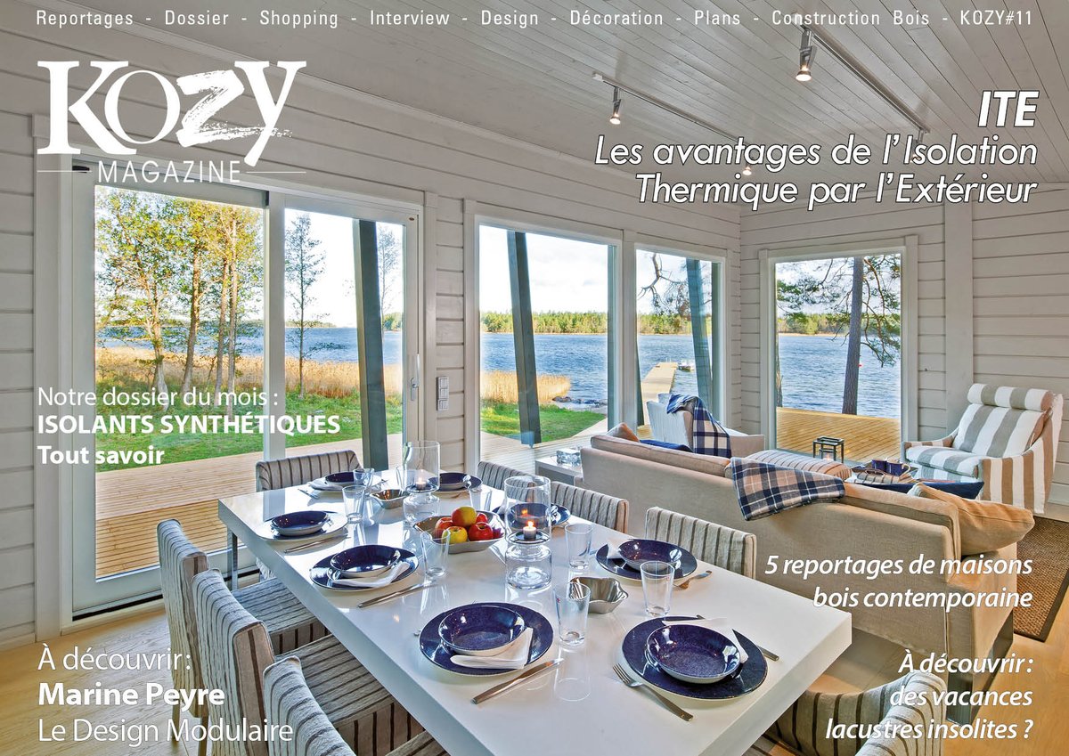 Kozy-Mag n°11 est en ligne ! 
Au sommaire : des #reportages de #maisons en #bois ainsi qu'une interview de la #designeuse Marine Peyre et un projet d'archi. Découvrez également nos #dossiers sur les #isolants synthétiques et sur les avantages de l'#ITE. 
kozy-mag.fr