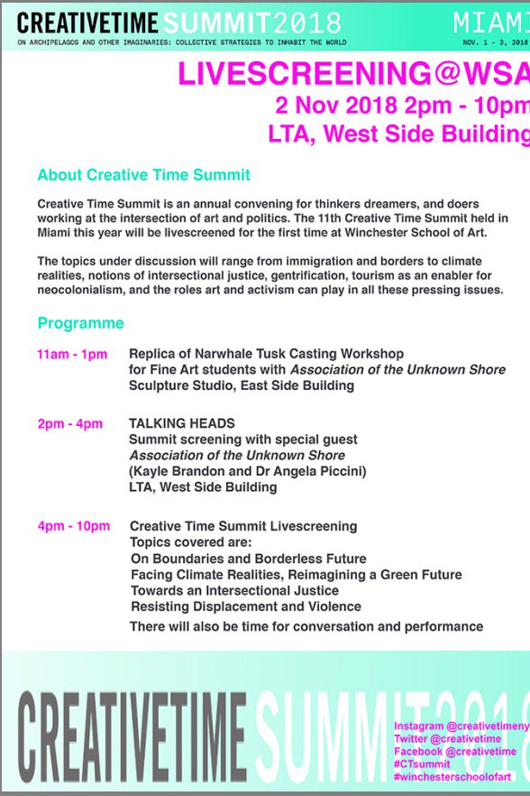 ydalycul's tweet photo. This Friday @winchesterart We will be live screening @creativetime #ctsummit with special guests #associationoftheunknownshore #kaylebrandon & @AAPiccini it's gonna be EPIC FYI https://t.co/eMePLSgsnX https://t.co/BztEKSydmA