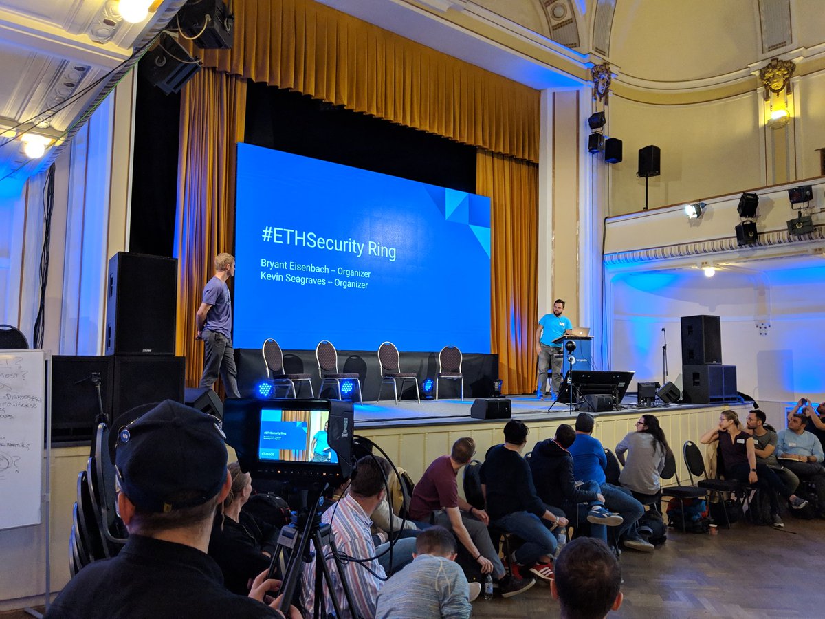 BobSummerwill's tweet image. .@fubuloubu and Kevin Seagraves on how the #ETHSecurity Ring works, as an example to help other Rings.
#ethereum #ethmagicians #community