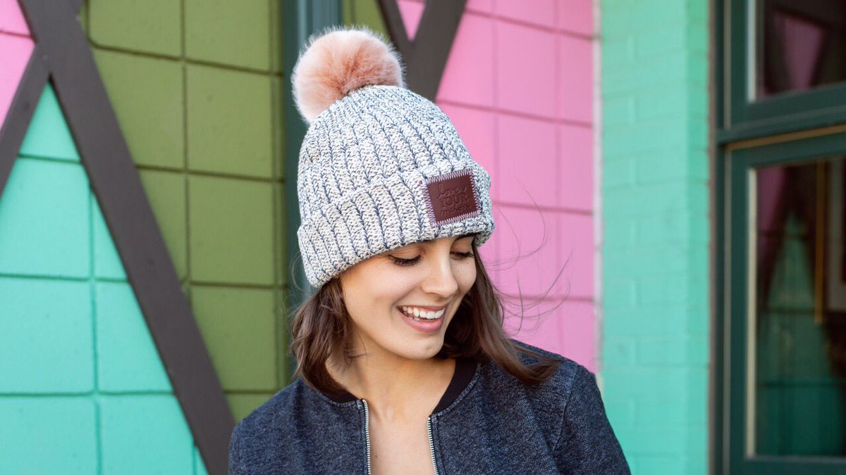 love your melon blush pom beanie