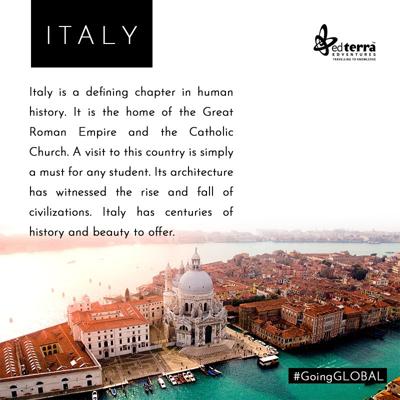 EdTerra's tweet photo. From the watchful #mystery of Venice’s serene canals to the awe-inspiring loveliness of the #SistineChapel or mightiness of the Colosseum, #Italy is every child’s dream destination.
Visit https://t.co/u6tBzm1dTc to know more exciting things about #Italy
#Travel #Europe #EdTerra https://t.co/qDgrw8FTsP
