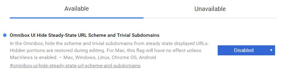 m_on_yu's tweet image. Google Chrome でスキームとサブドメインを省略せず、常に表示しておくための設定をメモ。
chrome://flags/#omnibox-ui-hide-steady-state-url-scheme-and-subdomains