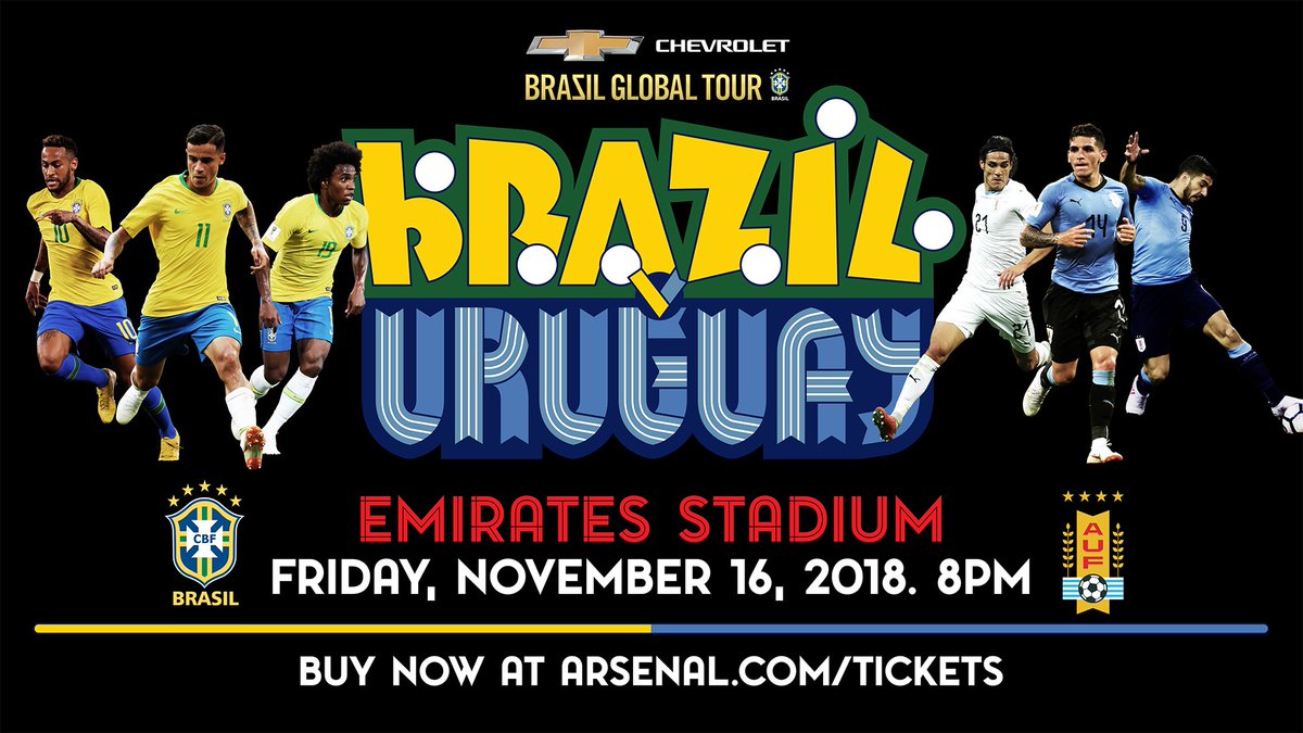 LondonFA's tweet image. Interested in watching @CBF_Futebol 🇧🇷 vs @Uruguay 🇺🇾 at @Arsenal's Emirates Stadium on November 16th? Retweet this tweet for the chance to win 2 tickets to see the likes of @neymarjr, @LTorreira34 and @Phil_Coutinho!