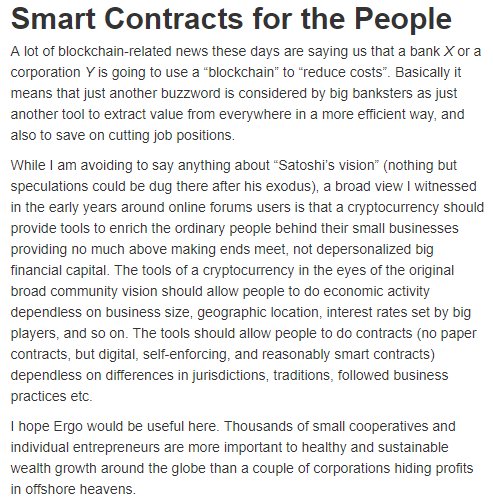 ergo_platform's tweet image. &quot;Smart Contracts for the People&quot; chepurnoy.org/blog/2018/10/s… by @chepurnoy. Examples github.com/ScorexFoundati…

#Scorex #SigmaLanguage #ZKProof #SmartContracts #Blockchain #Cryptocurrency #News $EFYT