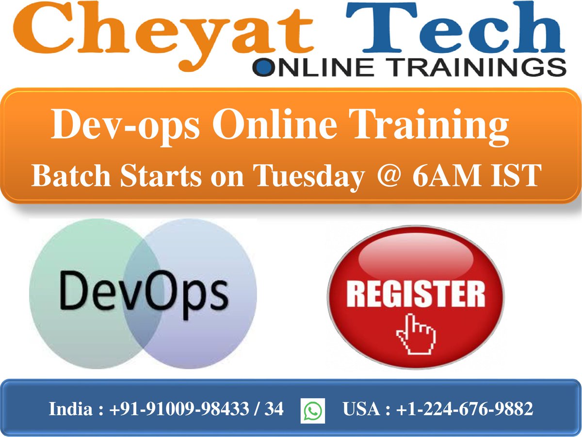Cheyat_Tech's tweet image. Devops Online Training Batch Starts from Tuesday @ 6:00 AM IST

Course Content : cheyat.com/devops-online-…

For more info contact us : Trainings@cheyat.com
India : +91-9100998433 / 34 (WAPP) 
USA  : +1-224-676-9882 

#DevopsOnlineTraining #CheyatTechnologies