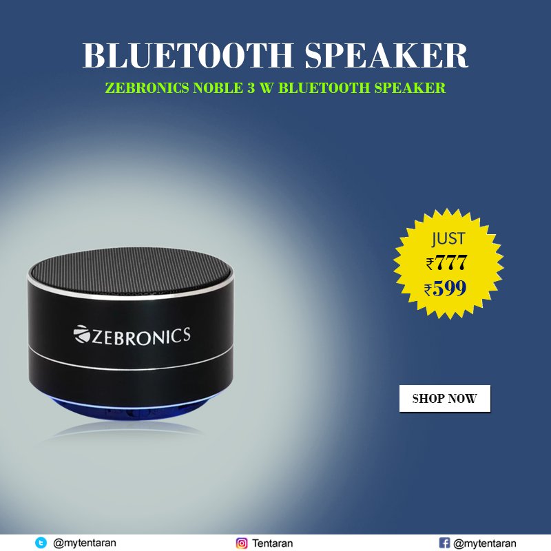 zebronics noble 3 w bluetooth speaker