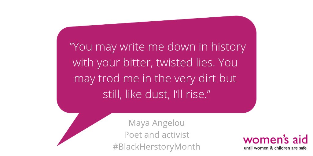 womensaid's tweet photo. This Maya Angelou quote adorns one of our meeting room walls, so we can find inspiration from the poet and civil rights activist all year round - it gives us a fire in our bellies for those Monday morning catch ups! #BlackHerstoryMonth #BlackHistoryMonth https://t.co/jisCysDplm