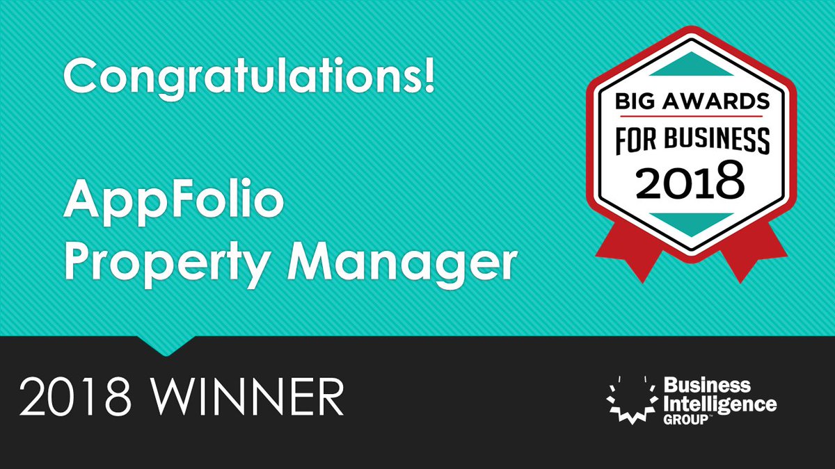 BigAwards's tweet image. #BIG Congratulations to  @AppFolio on being a 2018 BIG Award for Business winner! #BIGAwardForBusiness #BIGAward #BusinessAwards #Success #Business
