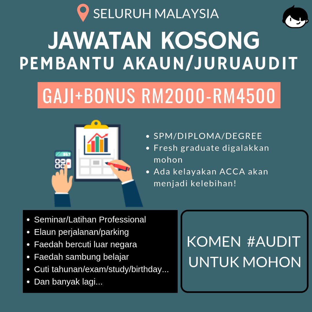 Maukerja Pa Twitter Jawatan Kosong Pembantu Akaun Audit Seluruh Malaysia Https T Co Bmfj9okf8m Pengurus Indoor Akaun Bangsar South Https T Co O4kupfnhs1 Pengurus Akaun Koperat Jualan Sri Kembangan Https T Co Lpnru8h3ks Juruaudit Gombak