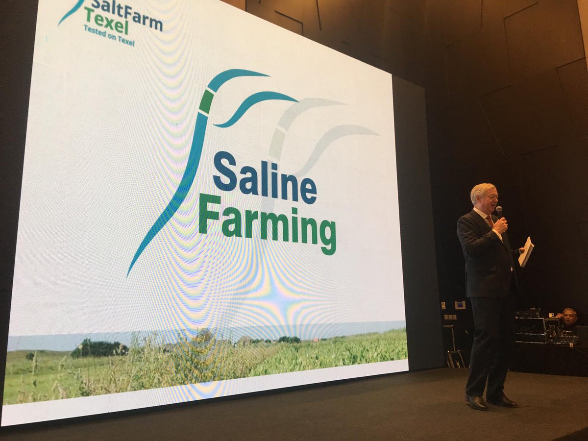 SaltFarmTexel's tweet photo. Our CEO - Gunnar Larsen presenting on stage about Saline Farming and our work at "Our Ocean Conference 2018", together with the Dutch Ambassaor for United Nation - Hans Hoogeveen  @OurOcean2018 @WaddenWier 
#OurOcean2018 #salinefarming #climatechange #foodsecurity #salinization https://t.co/tEe1tEVMCz