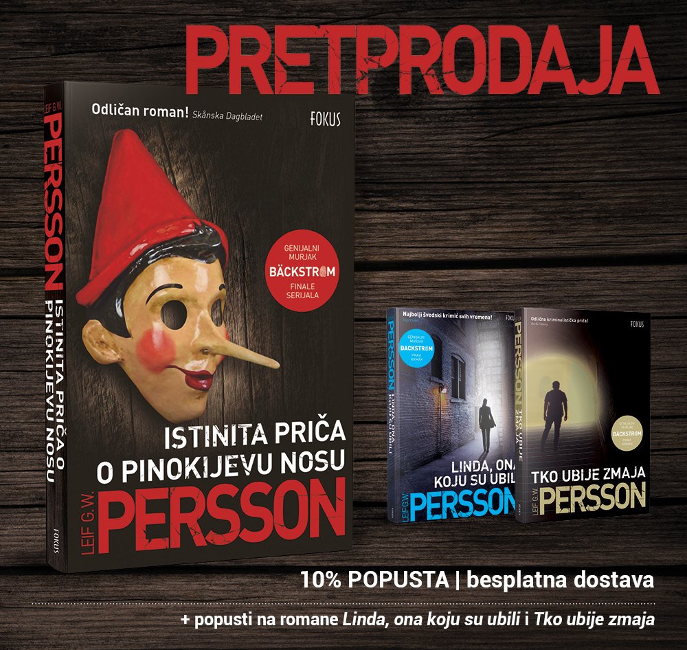 NOVI PERSSON! Kako je nemogući nadinspektor Evert Bäckström i ovaj put prešao krimose, kolege i novinare i kakve veze Vladimir Putin ima s Pinokijevim nosom? U pretprodaji uz 10% popusta, besplatnu dostavu u Hrvatskoji i poseban popust na prethodna dva Perssonova naslova.