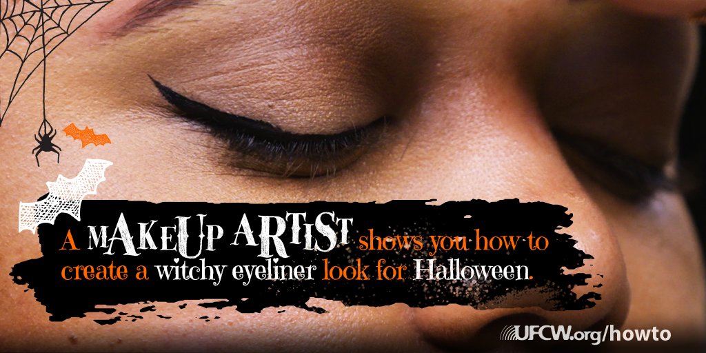 UFCW's tweet image. Watch UFCW makeup artist Jasmin show you how to create a cool, stylish, wingtip eyeliner look for your glam #Halloween costume this year! ow.ly/fBkJ30mpB5L #UFCWHowTo
