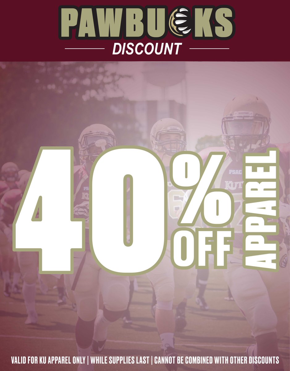 KUCampusStore's tweet photo. For a GREAT HOME GAME SEASON!!
We are celebrating with a special 
40% OFF ❗️TODAY ONLY❗️
Valid on all apparel 👕👚🧢
In-store or online ➡️ https://t.co/8NiR3fRJS7 https://t.co/DrGnsWGjx0