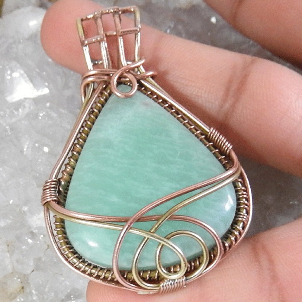 GemstoneMarkets's tweet photo. Amazonite Pendant
#Amazonite #Amazonitegemstone #Amazonitejewelry #Amazonitependant #wirewraps #wirewrappingjewelry #wireweaving #wireartist #wirewrappedjewelry #wirewrappedpendant #wirejewelry #wirejewelry #etsygifts #etsysellersofinstagram #etsyshop #etsysalesevent @etsy #love https://t.co/AiIdQ02BLQ