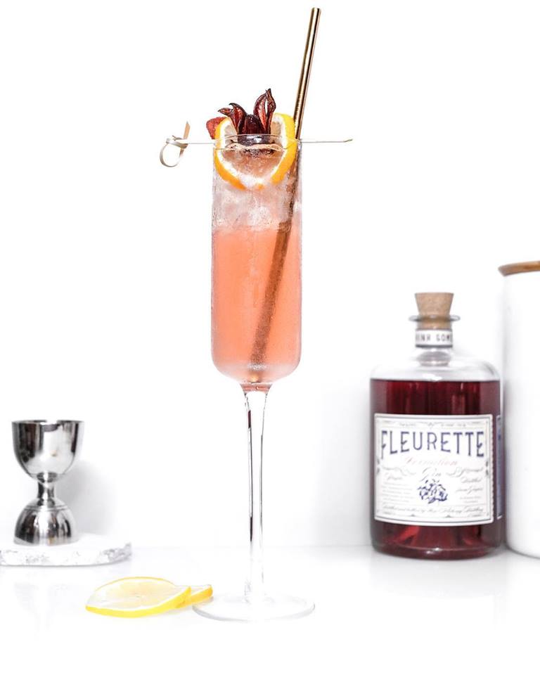 <a href="/barfaithtweets/">F A I T H</a>  lovely libation uses small batch artisan <a href="/NewAlchemyDistl/">NewAlchemyDistilling</a> Fleurette Vermilion Gin - vapor-path distilled w flowers &amp; botanicals. Hibiscus adds gorgeous color, bit of tart to bitter notes &amp; pretty garnish. Rose+honey reinforce delicate floral notes &amp; sweet aromas.