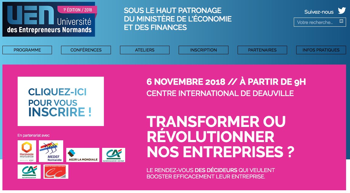 Venez nous rencontrer le 6/11 à Deauville. Nous sommes partenaire de l'université des Entrepreneurs Normands, organisée par le MEDEF Normandie, sous le haut patronage du Ministère de l'économie et des finances. creditprofessionnel.com/venez-nous-ren… cc <a href="/GeoffroyRDB/">Geoffroy Roux de Bezieux</a> <a href="/BrunoLeMaire/">Bruno Le Maire</a> @uen2018