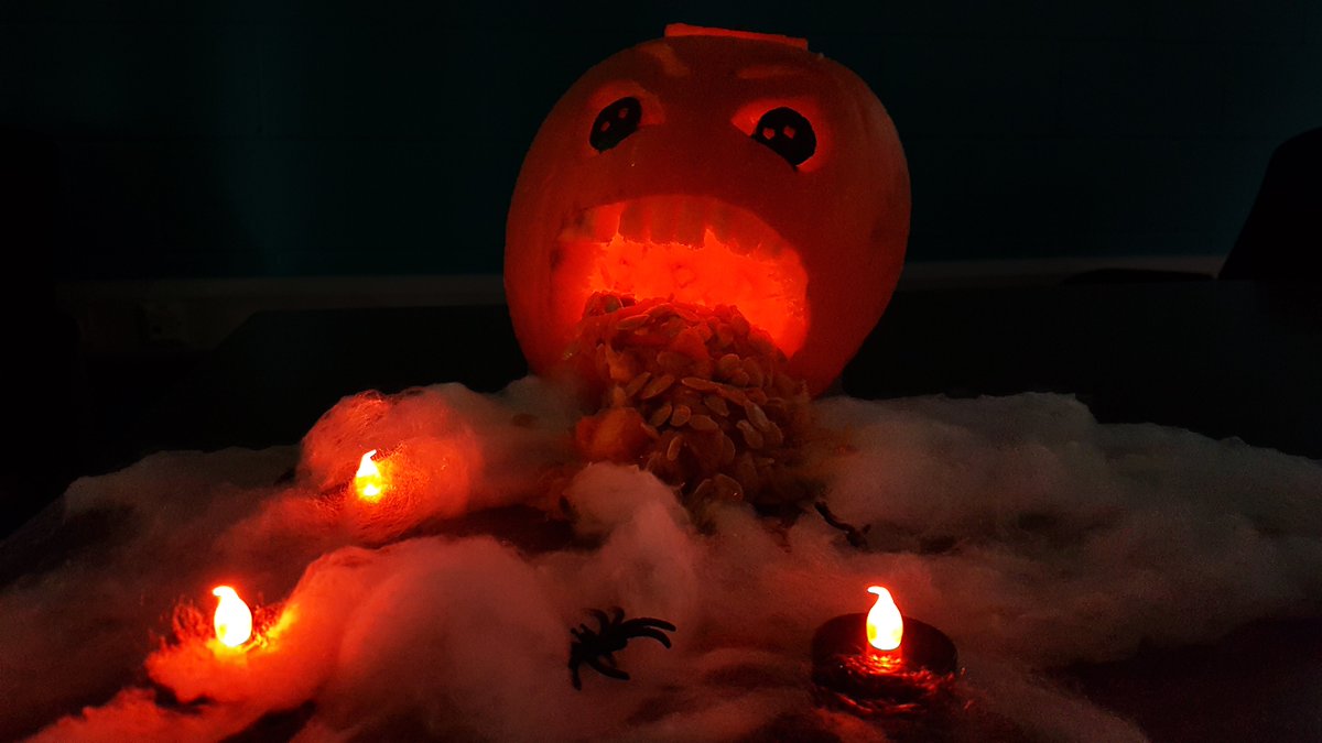 thinkorchard's tweet photo. Pumpkin Poll 🎃

Halloween season has arrived &amp; our staff have cut straight to the heart of it 🔪

But, who will win Orchard's most creative pumpkin?

🐺 The Wolf
👾 The Monster
👻 The Ghostbusters

Vote for your favourite via #OrchardHalloween 

#Cardiff #PumpkinCarving https://t.co/Z1hai9zMQf