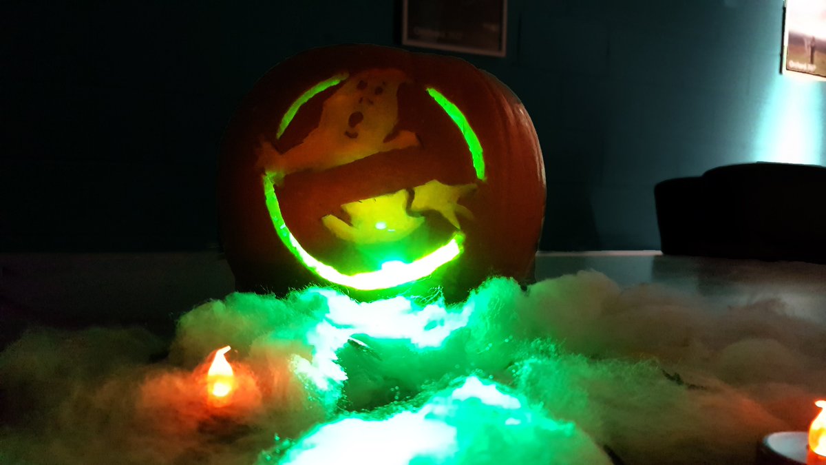 thinkorchard's tweet photo. Pumpkin Poll 🎃

Halloween season has arrived &amp; our staff have cut straight to the heart of it 🔪

But, who will win Orchard's most creative pumpkin?

🐺 The Wolf
👾 The Monster
👻 The Ghostbusters

Vote for your favourite via #OrchardHalloween 

#Cardiff #PumpkinCarving https://t.co/Z1hai9zMQf