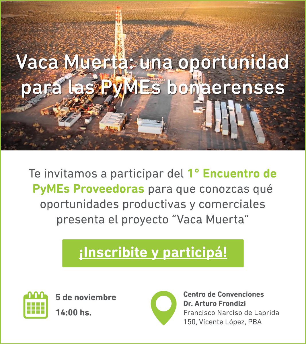 Uiavellaneda's tweet photo. Oportunidades con Vaca Muerta
Participá del encuentro
Más info en nuestra web: https://t.co/DpglnCljyO

#CrecemosJuntos https://t.co/nnsUyEDmrw