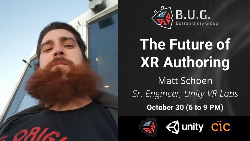 BosUnityGroup's tweet image. TOMORROW~ The Future of XR Authoring with @mtschoen (Unity Labs). Please RSVP here: meetup.com/B-U-G-Boston-U…
#VR #XR #AR #Unity3d #Boston