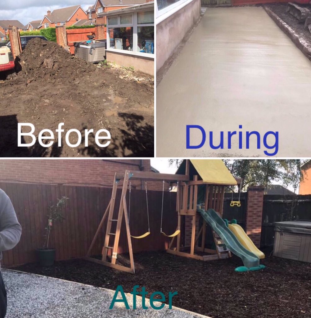 A recent concrete pour to help a customer achieve a more child friendly and easily maintained garden