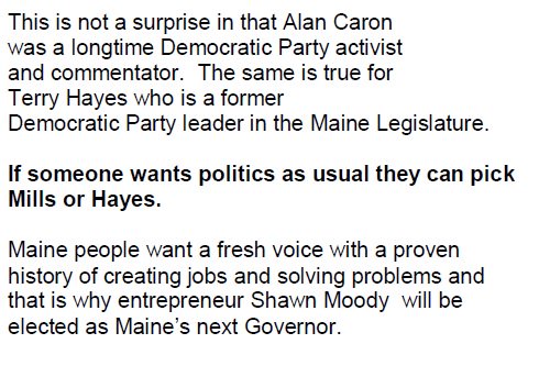 Moody campaign strategist Brent Littlefield responds to Alan Caron announcement.  #mepolitics