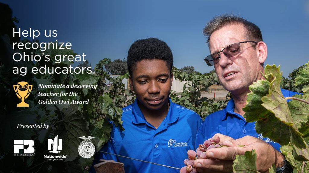 Nationwide's tweet image. There’s still time to recognize great #agriculture educators in #Ohio. Nominate your favorite ag educator before 11/16! #OHFFA bit.ly/2BudCzs