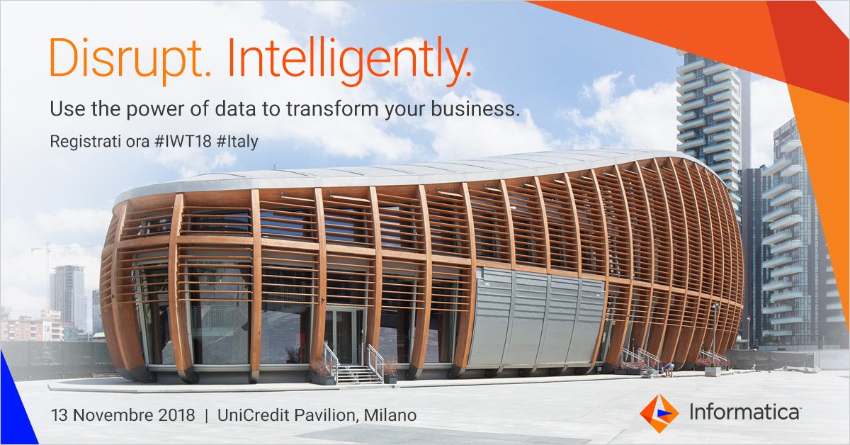 Il 13 novembre a Informatica World Tour Italy 2018 gli esperti del settore discuteranno le tendenze del mercato e le best practice sulla gestione dei dati ibridi/cloud, gli analytics di nuova generazione o la Data Governance. Non mancare! infa.media/IWT18ITA  #IWT18 #Italy