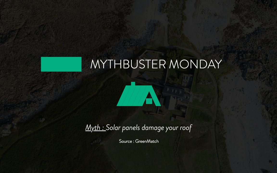 Aerialytic's tweet photo. Solar panels actually benefit the portion of the roof they cover by protecting and preserving it. In the unlikely event that the roof the panels are sitting on is damaged and needs to be repaired, the panel can be easily removed.

#mythbusted https://t.co/43o7canmzh