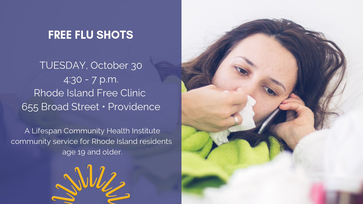RIHospital's tweet photo. More free flu shots TOMORROW! Free flu shots will be offered by Lifespan Community Health Institute during October and November in various Providence locations. For all dates, times, click: https://t.co/W8n03DSXaM #health #flu #RI https://t.co/YkJ95r7Ord