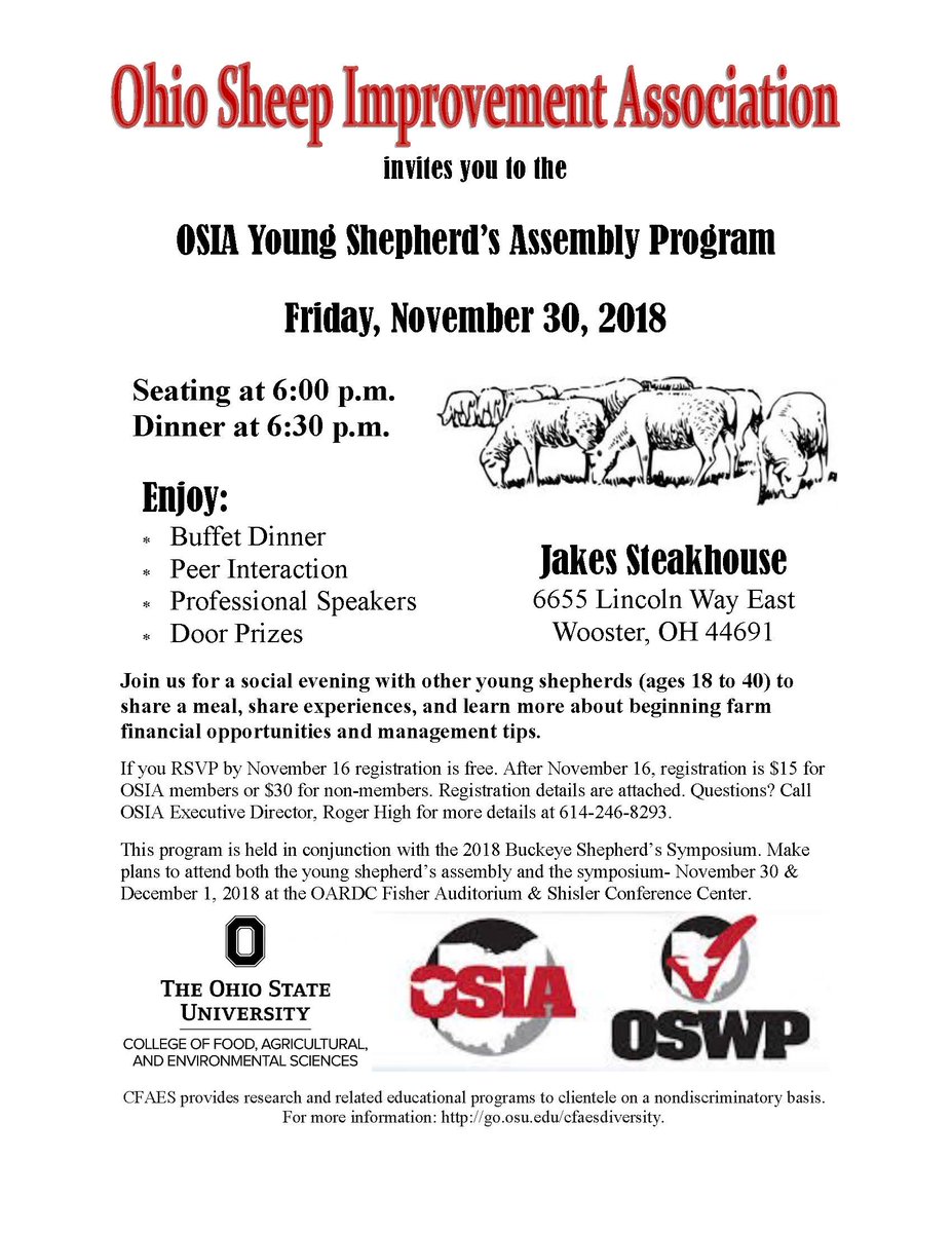 Christine Gelley (@noblecountyaged) on Twitter photo Ohio Young Shepherds, Check out this event coming up in Wooster on November 30th! Free if you RSVP by Nov. 16th. Brought to you by the Ohio Sheep Improvement Association, Ohio Sheep and Wool Program, and OSU Extension. <a href="/OhioSheep/">Ohio Sheep Improvement Association</a> <a href="/AGNR_OSU/">AGNR-OSU</a> <a href="/RogerAHigh/">Roger A. High</a> Ohio Young Shepherds, Check out this event coming up in Wooster on November 30th! Free if you RSVP by Nov. 16th. Brought to you by the Ohio Sheep Improvement Association, Ohio Sheep and Wool Program, and OSU Extension. <a href="/OhioSheep/">Ohio Sheep Improvement Association</a> <a href="/AGNR_OSU/">AGNR-OSU</a> <a href="/RogerAHigh/">Roger A. High</a>