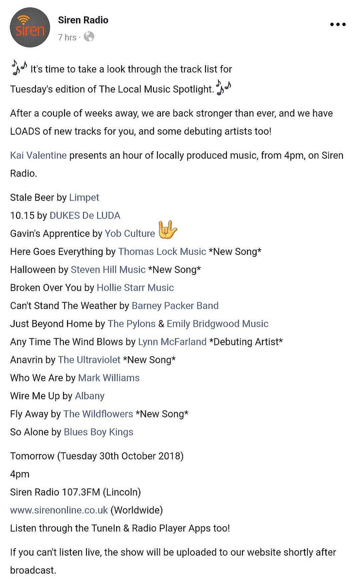 Yob_Culture's tweet photo. Back on @SirenFM 107.3 Tuesday 29/10/18 4pm-5pm with another play of #GavinsApprentice https://t.co/7VwjM18ZZL