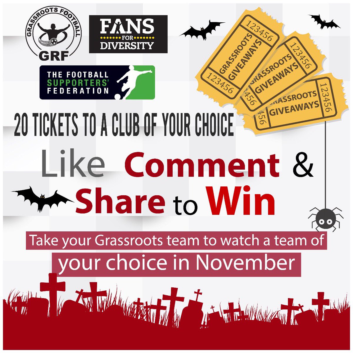 RT &amp; Comment Team you want to watch to Enter

Who wants to win 20 tickets to watch a Team of their choice in November courtesy of @The_FSF 

Winner will be selected at random from entrants on FB and Twitter on Halloween by the FSF’s fans for Diversity campaign lead <a href="/anwaru01/">Anwar Uddin MBE</a>