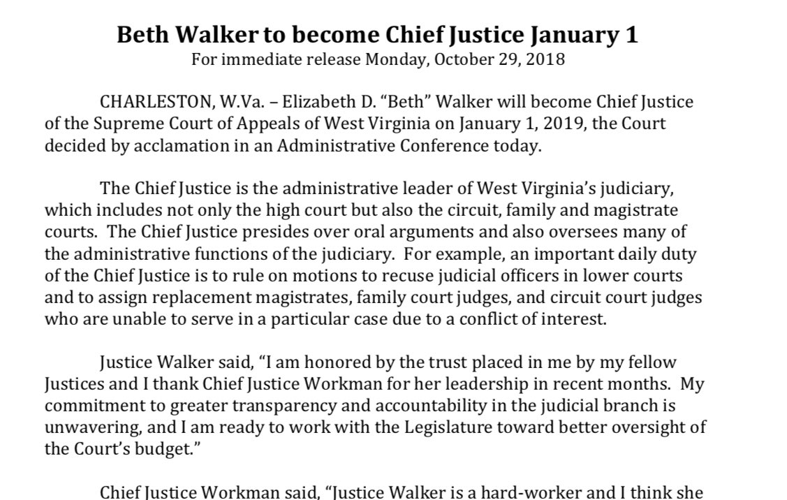 bethwalkr's tweet photo. I am honored by the trust placed in me by my fellow Justices and thank Chief Justice Workman for her leadership in recent months.
#AppellateTwitter https://t.co/qnwfkZcxf8