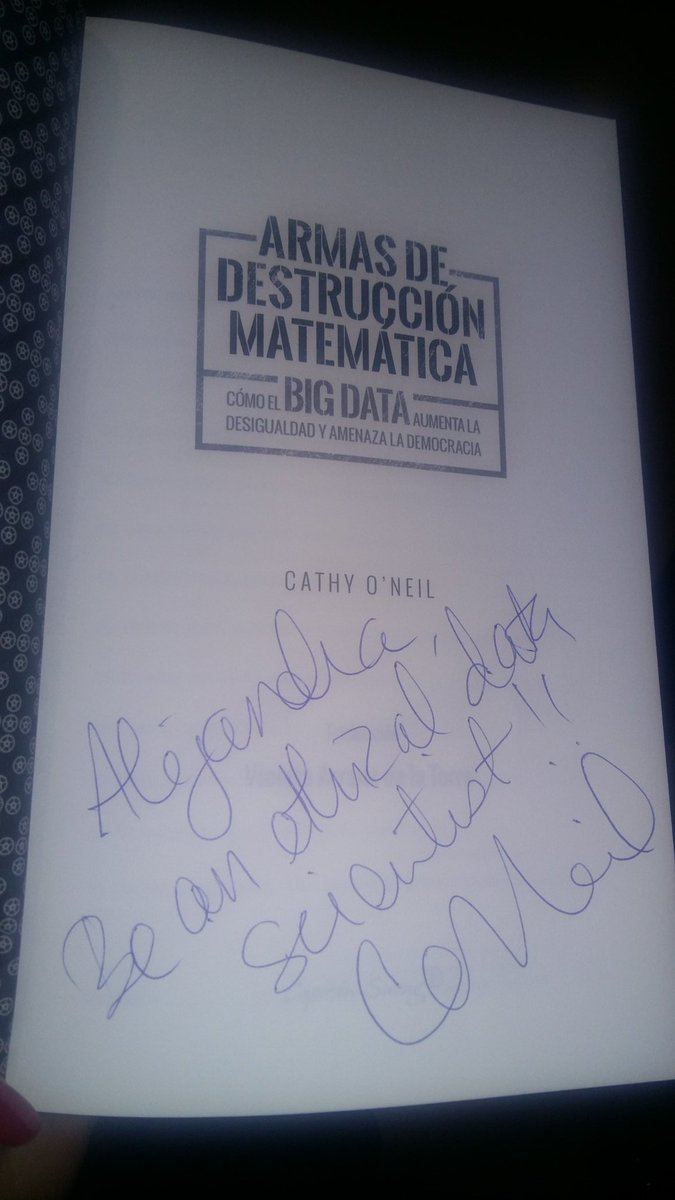 AleJulia's tweet photo. Gracias Cathy! @mathbabedotorg #EthicsData #BigData @Data4Dreamers https://t.co/yDLISDWz47