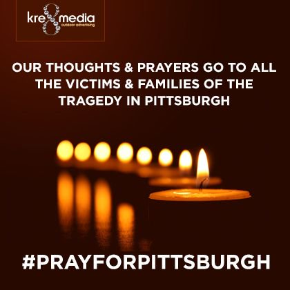 Kre8MediaLV's tweet photo. We are saddened by the events that happened in Pittsburgh this weekend. Our thoughts and prayers to all the victims and families. https://t.co/mCOPoz0NJY