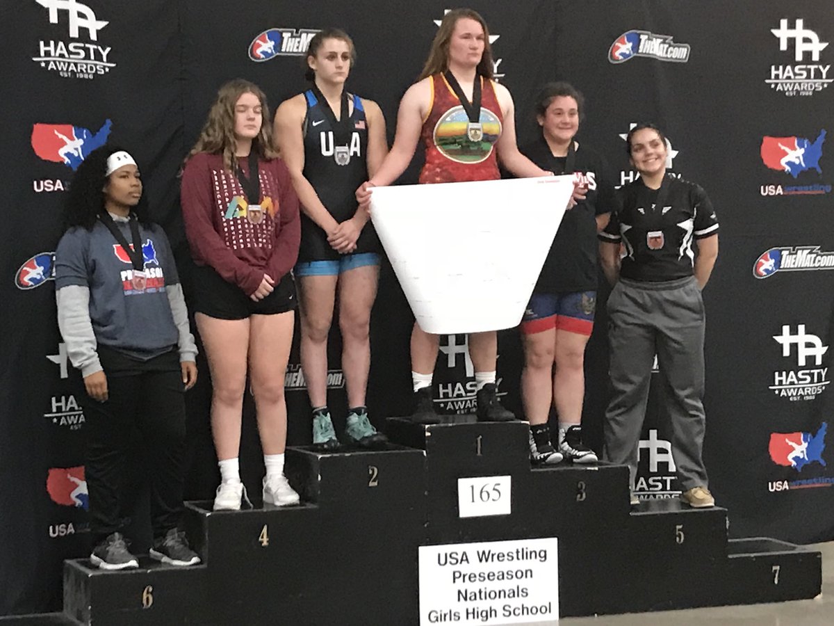 missy_doolin's tweet photo. Preseaon Nationals to start the season off. Congrats to X 2nd place 195lbs, Aliyah 5th place, and Melena 6th place! @NKCWrestling @NKCHS_Admin #nkchornets #purplengold https://t.co/51mwvEtVdo