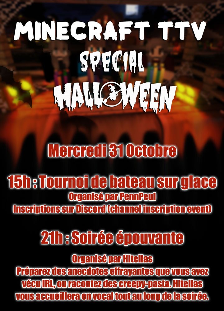 GroupTTV's tweet photo. Pour le premier anniversaire de la chaîne, nous profitons de la venue d'Halloween pour organiser une journée un peu spéciale. Venez nombreux on va s'éclater, dans la peur et les larmes MOUAHAHAHAH ! https://t.co/CmQ7ldmYeI