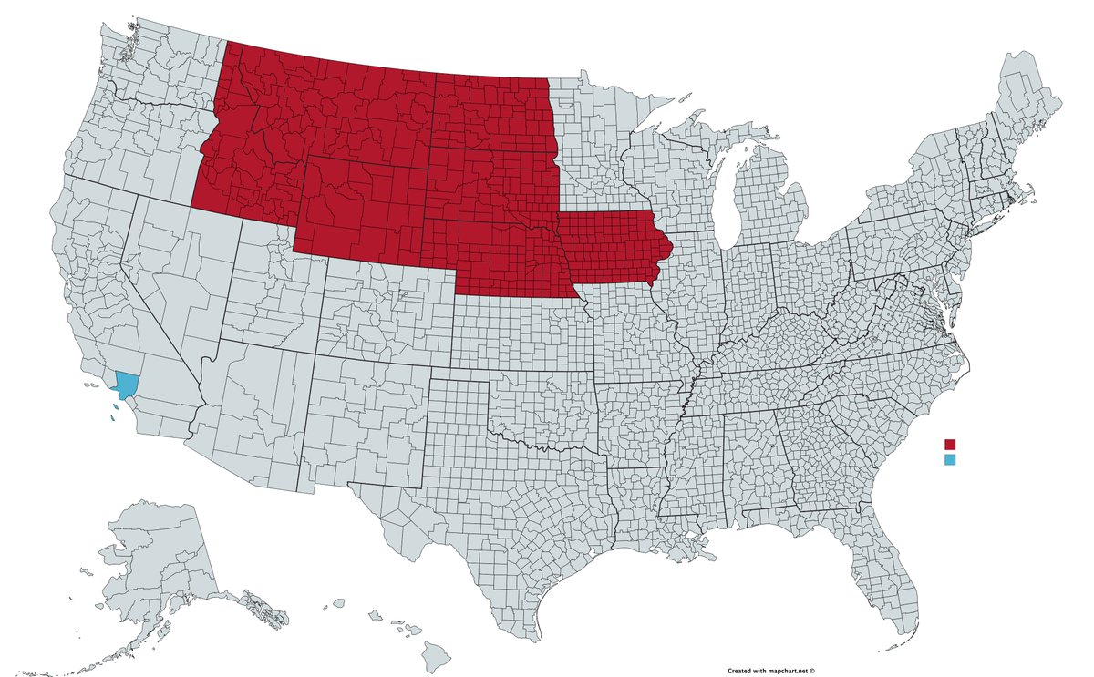 JazzDad55's tweet photo. @TheDLCC More people live in this tiny blue area than in all of the red area and each one of those unpopulated red states gets 2 senators. That is why the Republican Party dumps cash on attack ads there. It's cheaper per voter. The Democrats should counter there dollar for dollar. https://t.co/36tCaL9unp