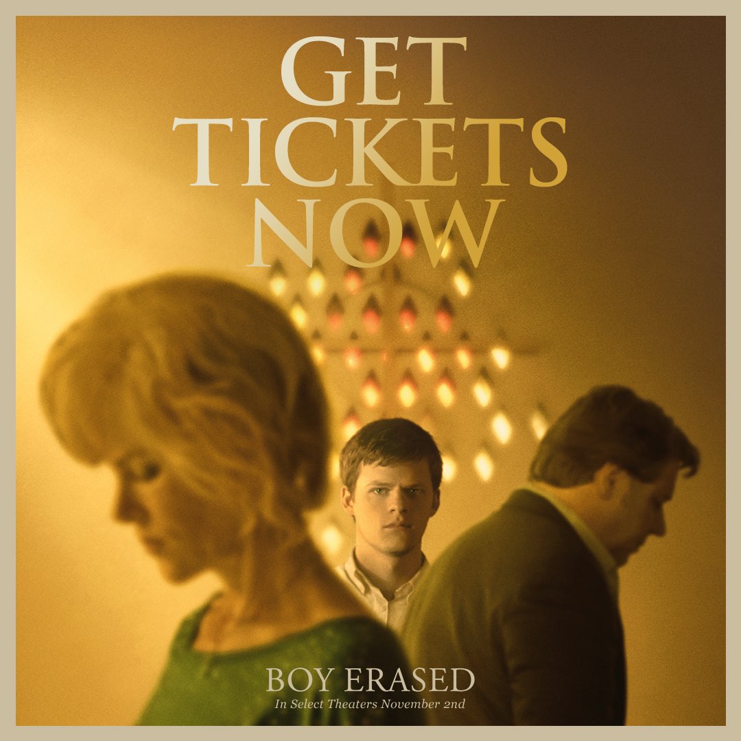 #BoyErased opens in select theaters in NY/LA/SF this Friday. Get your tickets now: boyerasedtickets.com