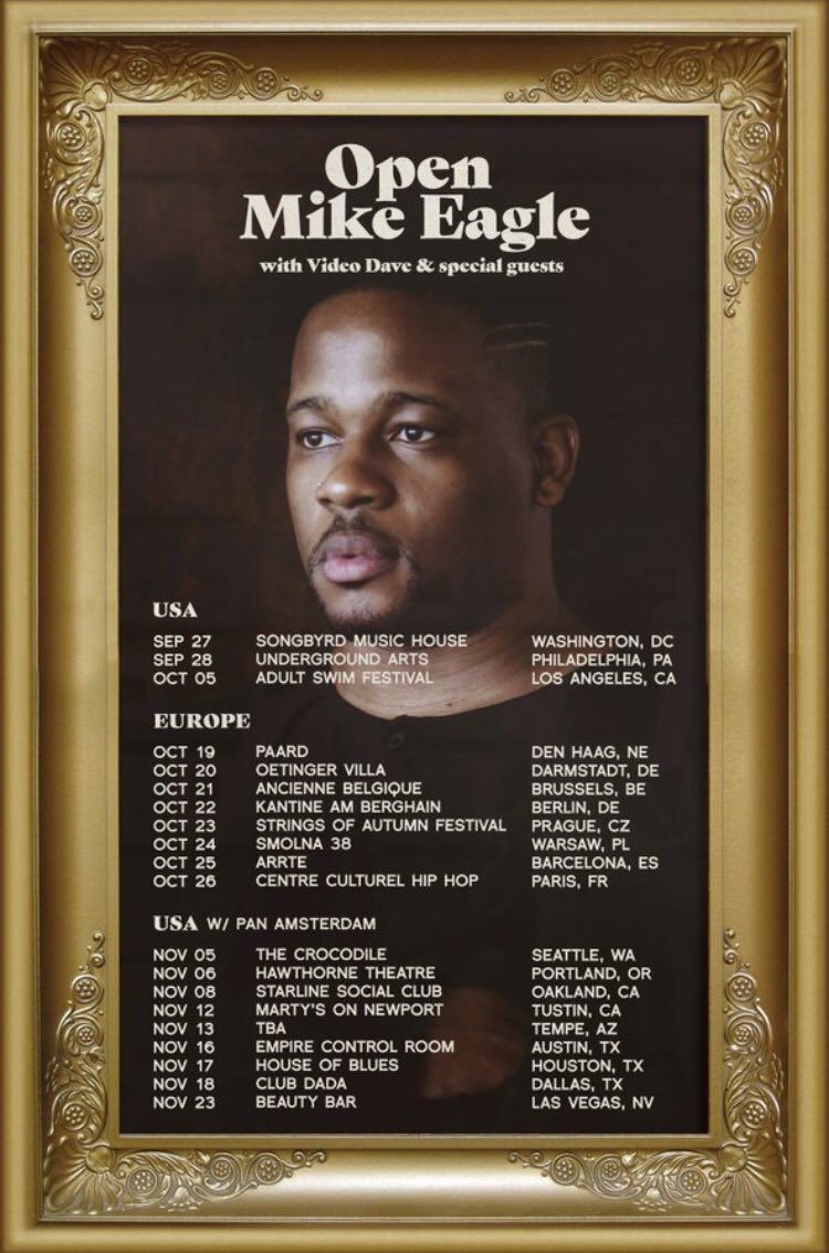 video_dave's tweet photo. @Mike_Eagle @video_dave #TryToRelaxTour
November
5 #Seattle @thecrocodile
6 #Portland @HawthorneThtr
8 #Oakland @StarlineSC
12 #Tustin @MartysOnNewport
13 #Tempe @ArizonaState
16 #Austin @EmpireATX
17 #Houston @HOBHouston
18 #Dallas @ClubDadaDFW
23 #Vegas @BeautyBar_LV https://t.co/lpYVPxTKhz