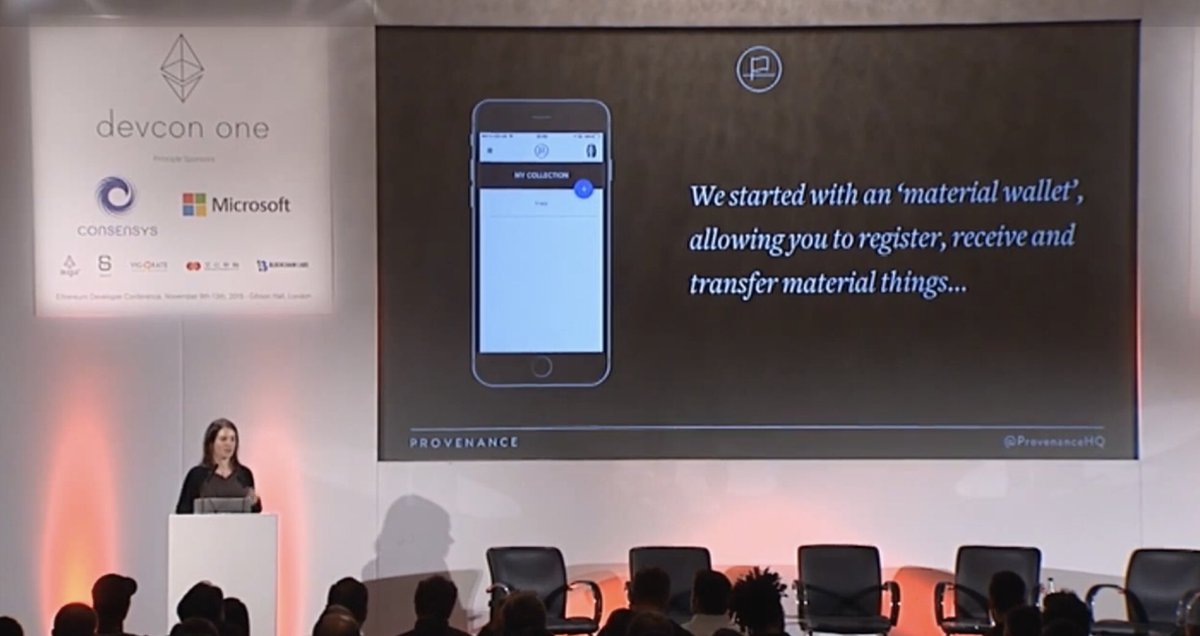 ProvenanceTech's tweet image. It’s that time again... @ProvenanceHQ are in Prague for #Devcon4! If you are interested in #blockchain for positive #socialimpact come say hi. 

Here’s a pic of our founder @jessibaker presenting a prototype dapp at Devcon 1! #Ethereum #SocEnt 💎🛠🦄