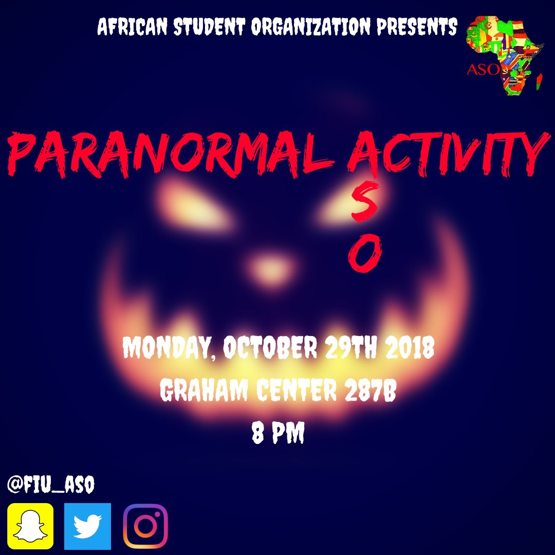 FIU_ASO's tweet photo. Don’t miss our 5th general body meeting this Monday and make friends as we get spooky 🎃. See you there! #aso #fiu #fiuaso #africa #asa #asu #fiu18 #fiu19 #fiu20 #fiu21 https://t.co/adWtWN84cf