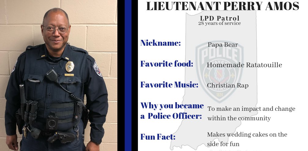 LafayetteINPD's tweet photo. Get to know the members of #LPDIN. Today on our #LPDWeeklySpotlight we have Lt. Perry Amos! https://t.co/09fNc3fSg7