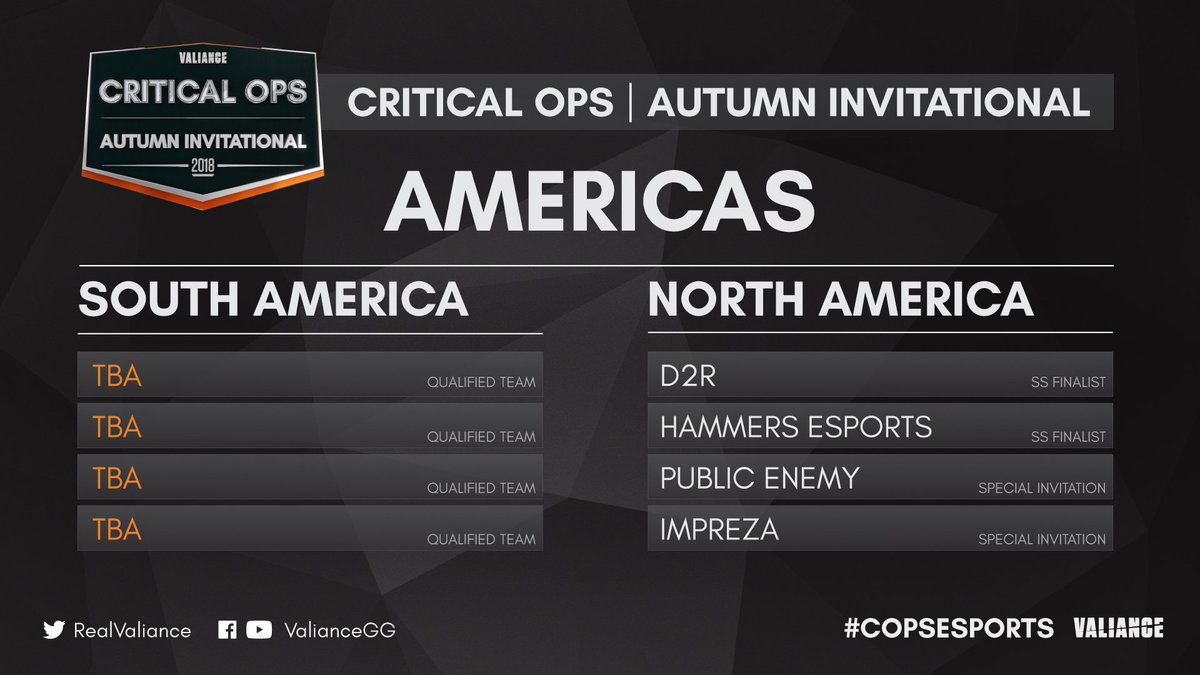 gocr4zy's tweet photo. We're happy to announce the full list of the North American teams which will take part in the @CriticalOpsGame Autumn Invitational! 💪

@D2REsports 
@HammersEsports 
@PublicEnemyGG 
@ImprezaHQ 

Are you ready for this?
#COPSESPORTS https://t.co/8m2oQ9PqKi