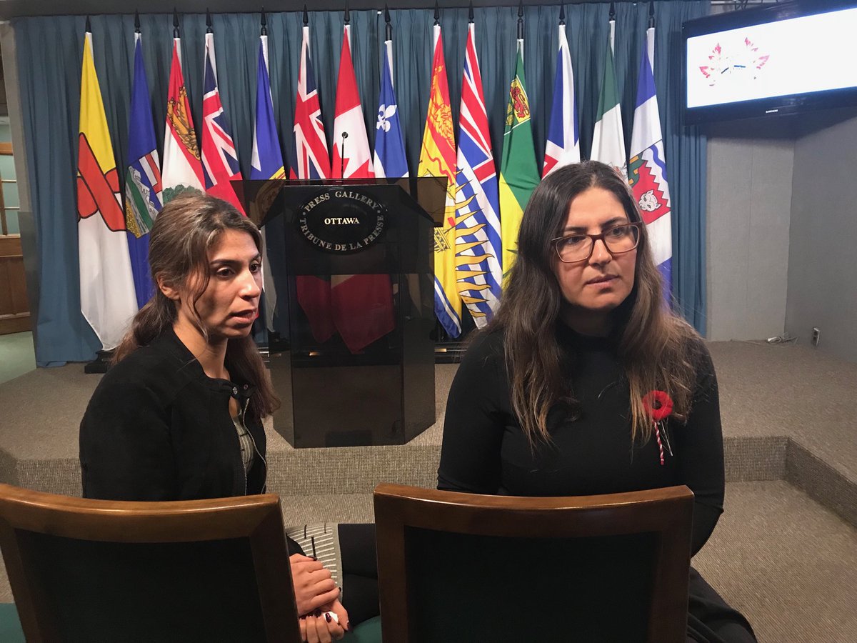 JennyKwanBC's tweet photo. Thank you Women Refugees Advocacy Project for your dedication in support of Yazidis survivors. Adiba with the help of translator, Dillhaz, shares her experiences at a press conference in Ottawa calling for comprehensive trauma support for genocide survivors @Cdnpoli #NDP https://t.co/XlwrYWTiaO